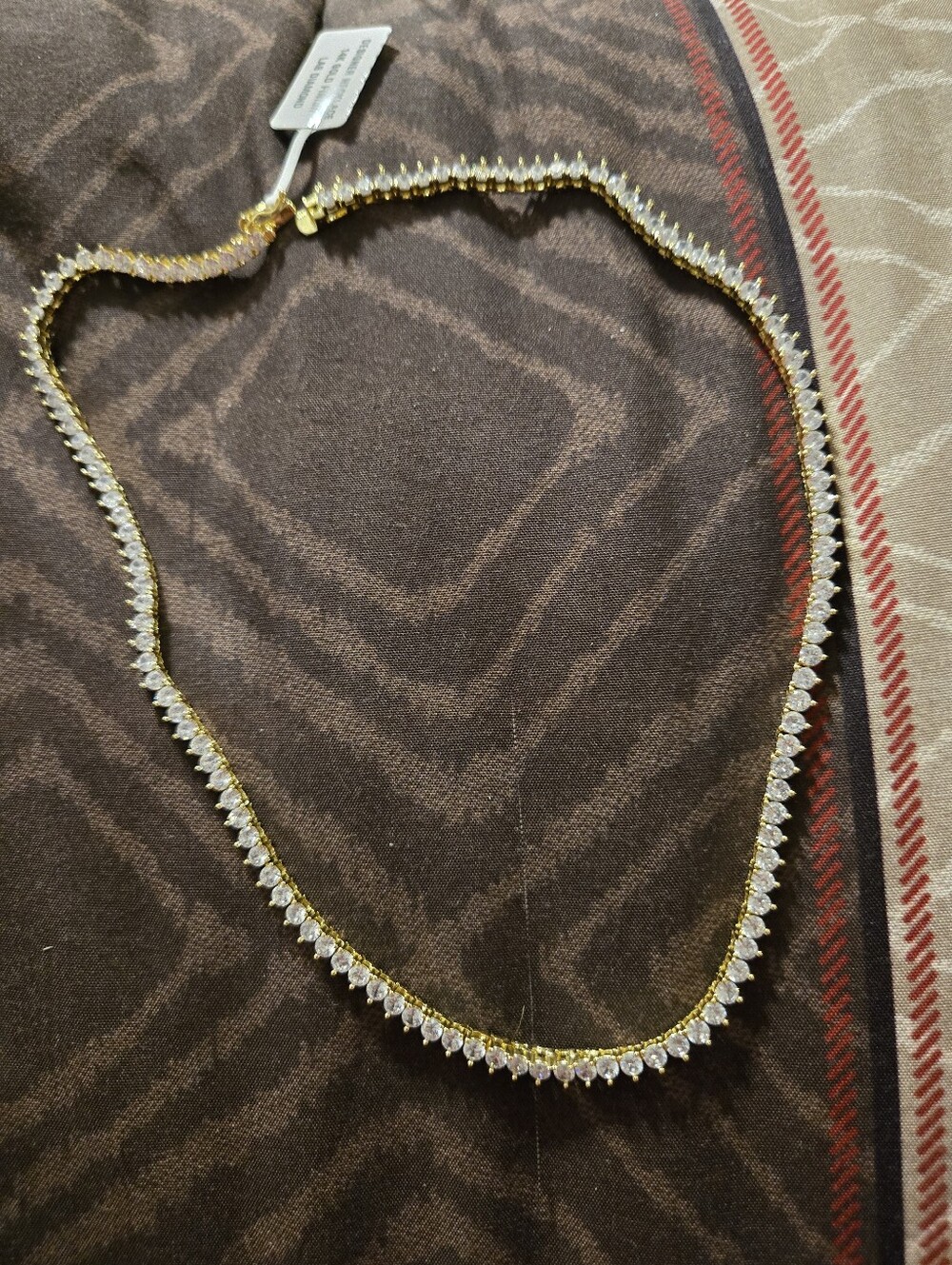 Elegant 14k Gold Finish With Lab Diamond Tennis Necklace